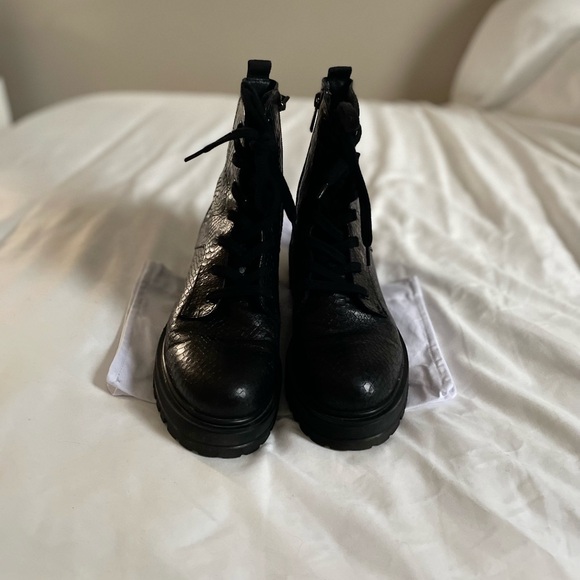 Rule London Leather Chunky Lace Up Boots Size 8 - Picture 3 of 11